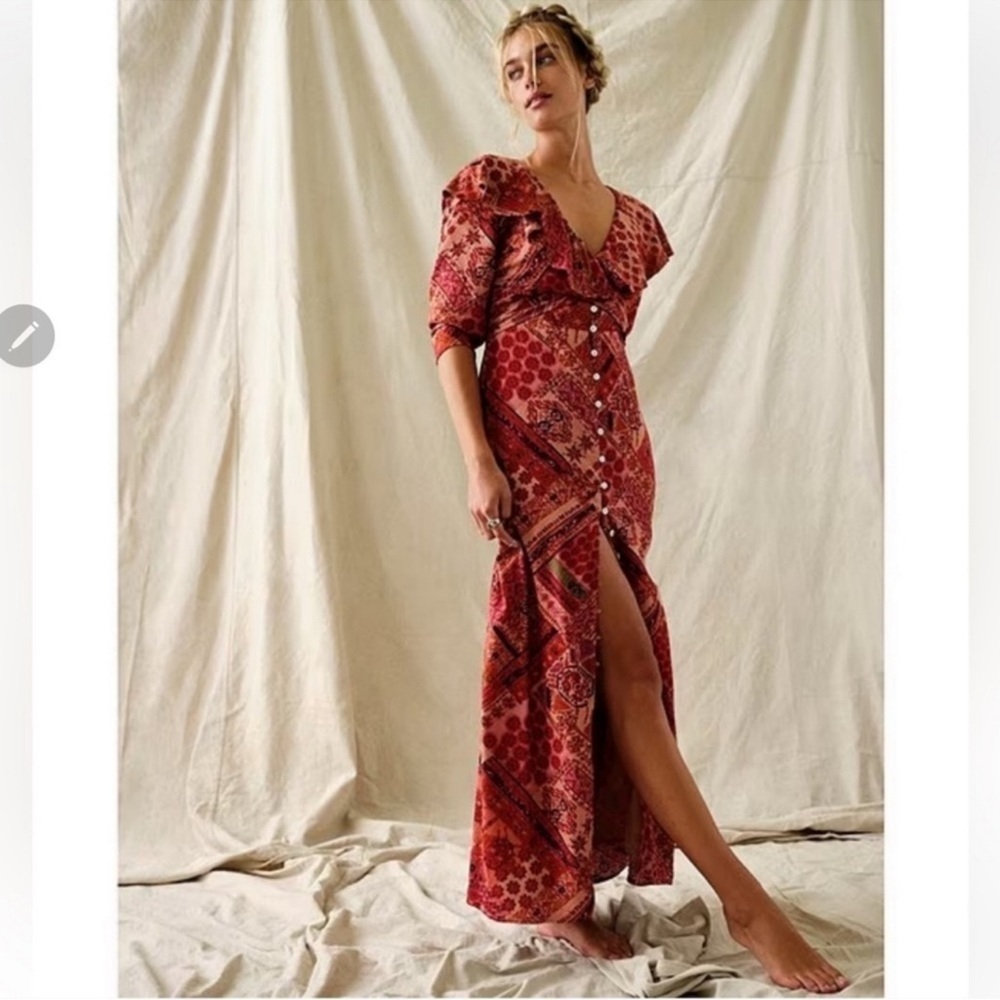 Free People Lennon Dress in Primrose Combo Sz S Boho romantic